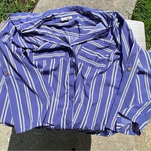 blue striped long sleeved shirt